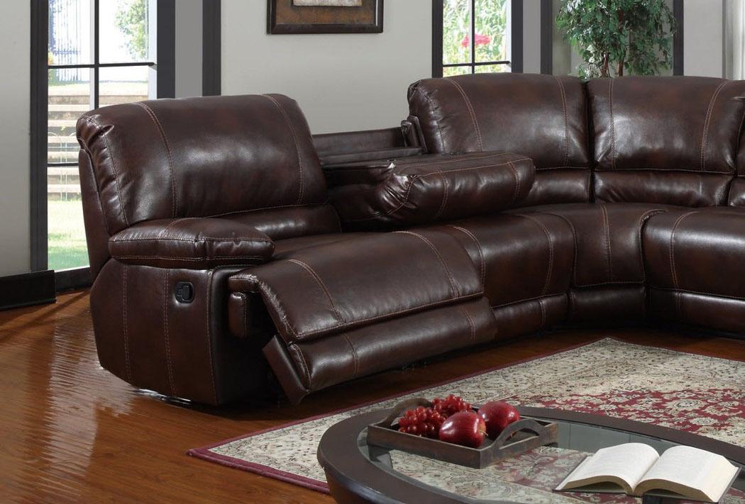 

    
Global Furniture U1953-SEC Modern 6Pcs Reclining Sectional Sofa in Brown Bonded Leather
