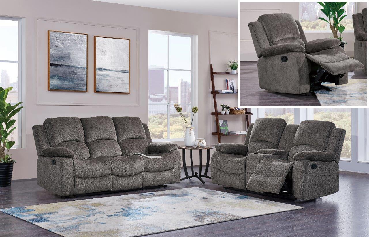

    
Global Furniture U3118C MOCHA Modern Chenille Fabric Reclining Sofa Set 3Pcs
