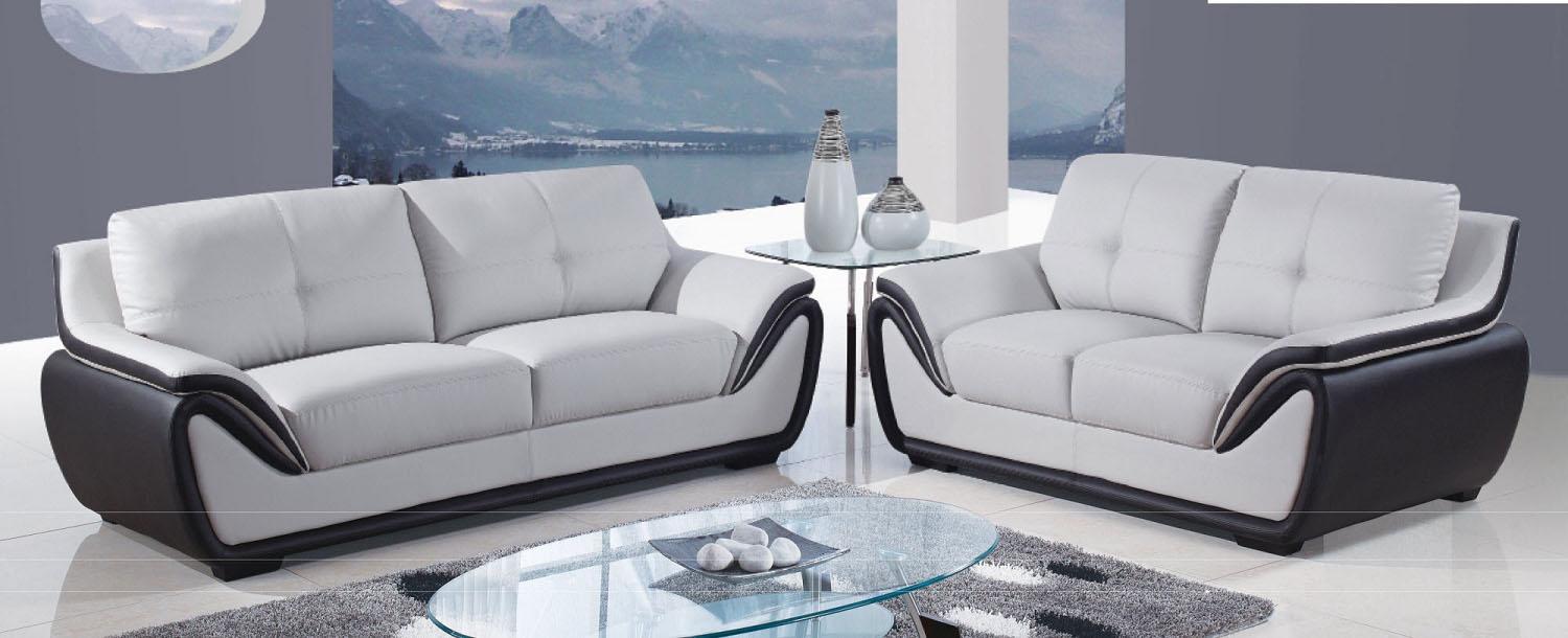 

    
Global Furniture U3250 Light Grey Polyurethane/Black Bonded Leather Sofa Set 2Pcs
