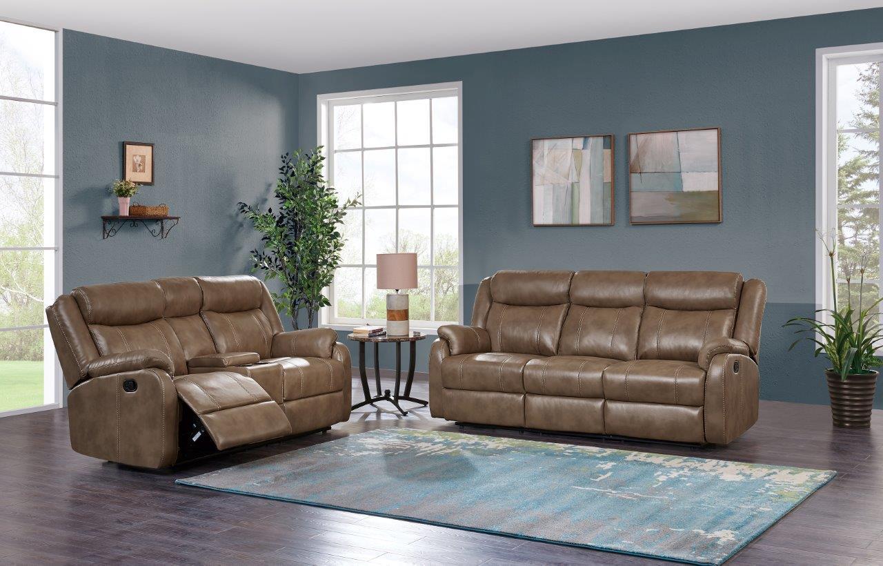 

    
Global Furniture U7303C WALNUT Blanche Walnut Leather Gel Reclining Sofa Set 2Pcs

