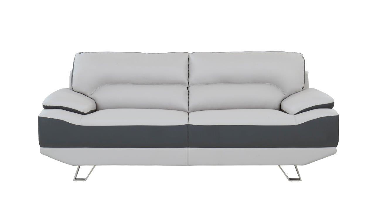 

    
Global Furniture U7330 Natalie Light Grey/ Dark Grey Bonded Leather Sofa Set 3Pcs
