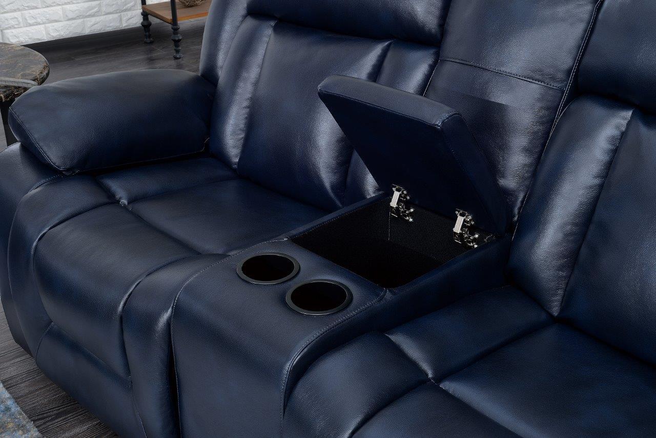 

                    
Global Furniture USA U8036 BLUE Recliner Sofa Set Blue leather gel Purchase 
