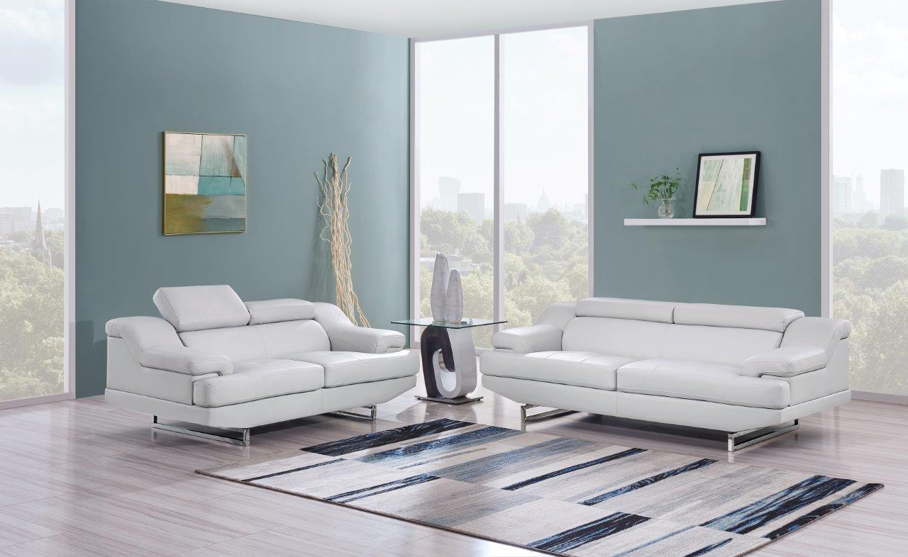 

    
Global Furniture U8141 GR Natalie Light Grey Bonded Leather Sofa Set 2Pcs
