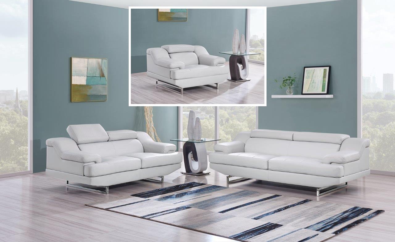 

    
Global Furniture U8141 GR Natalie Light Grey Bonded Leather Sofa Set 3Pcs
