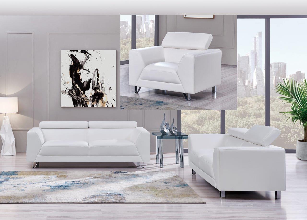 

    
U8210 Ultra-modern Look White Leather Gel Sofa Set 3Pcs Global USA
