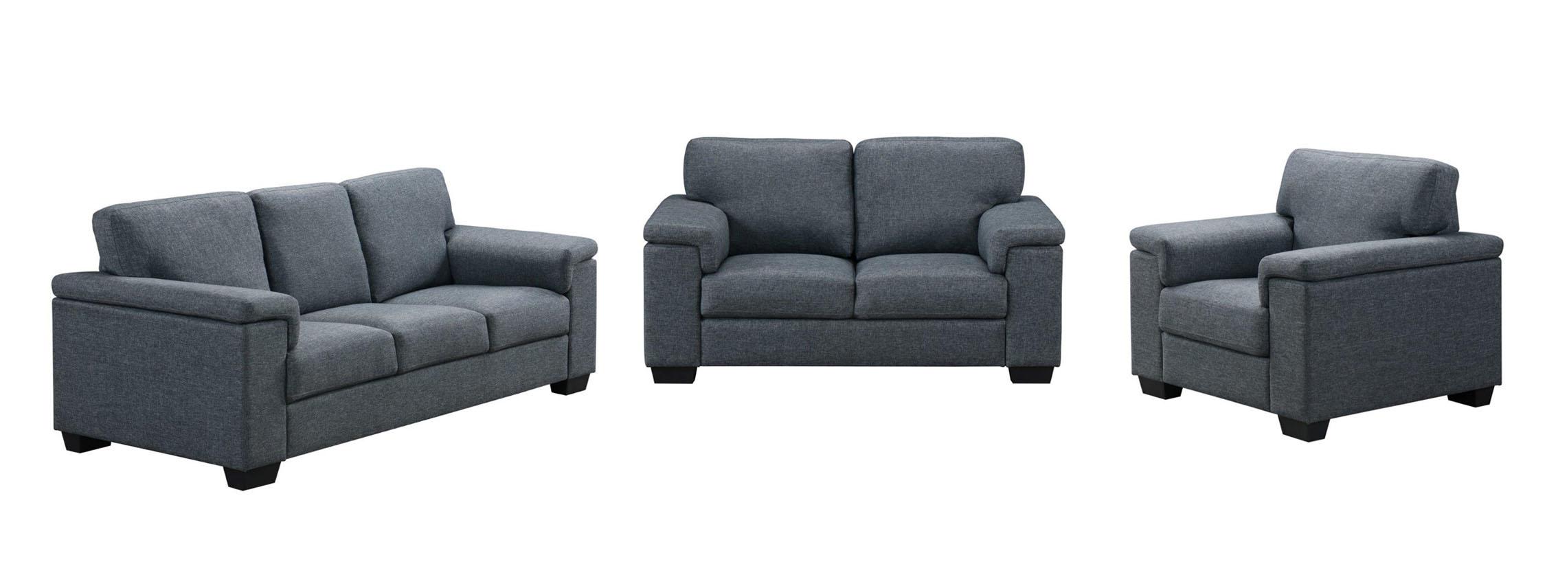 

    
Global Furniture U861 GR Contemporary Grey Fabric Living Room Sofa Set 3Pcs
