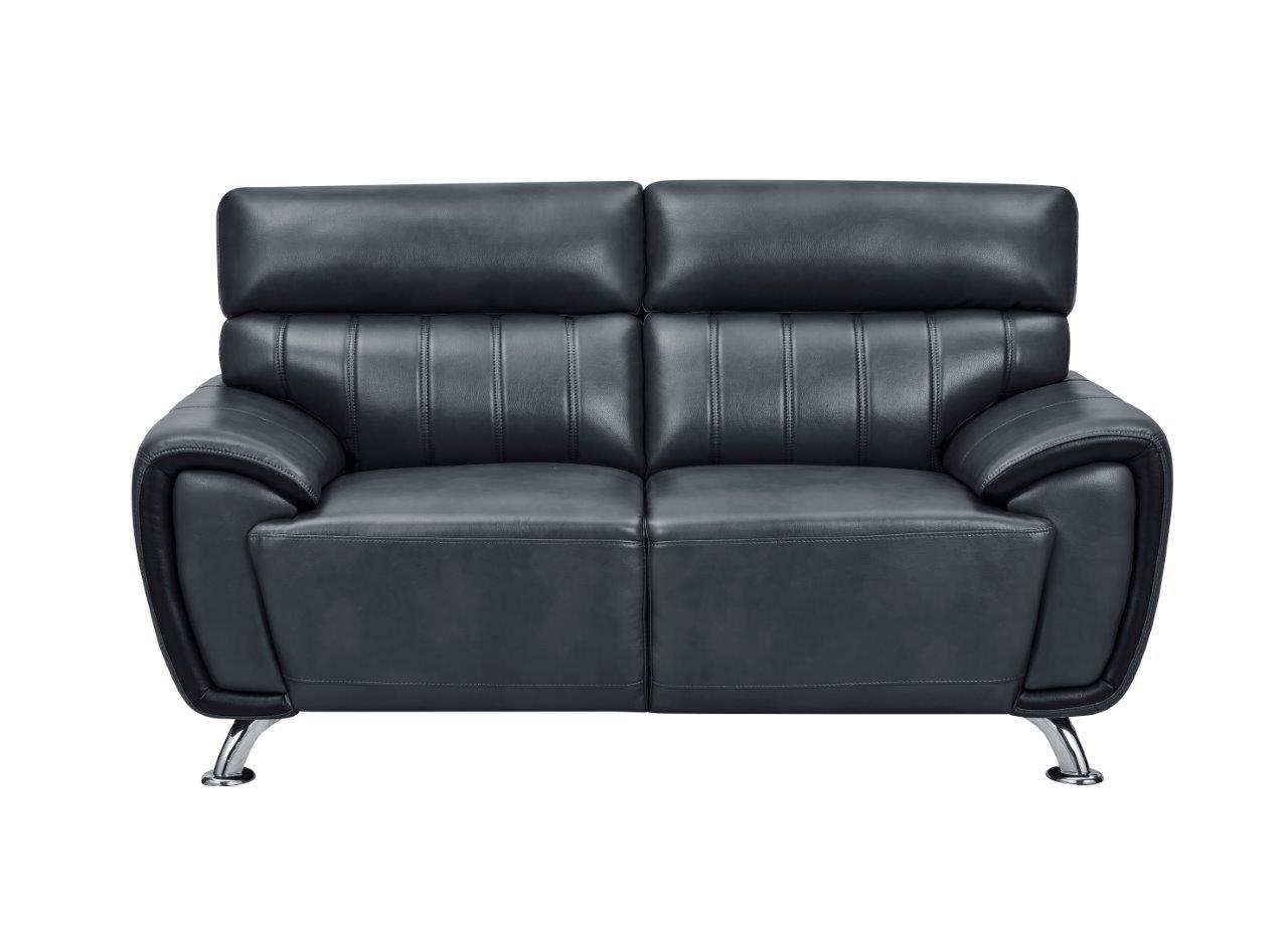 

    
U8750 GR -Sofa Set-2 Global Furniture U8750 GR Contemporary Black Leather Gel Sofa Set 2Pcs
