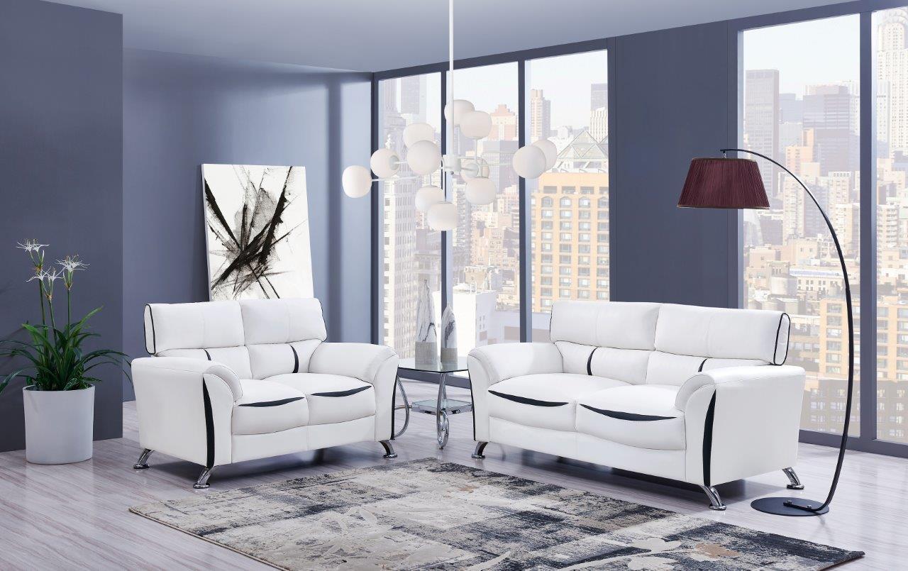 

    
Global Furniture U9100 WH/BL Contemporary White/Black Leather Gel Sofa Set 2Pcs
