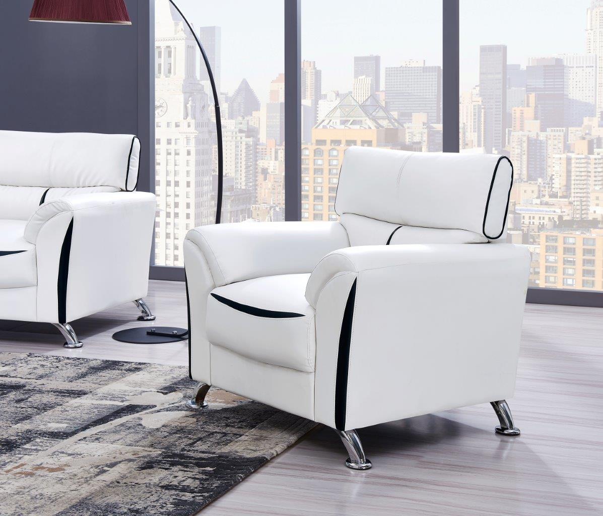 

    
 Order  Global Furniture U9100 WH/BL Contemporary White/Black Leather Gel Sofa Set 3Pcs
