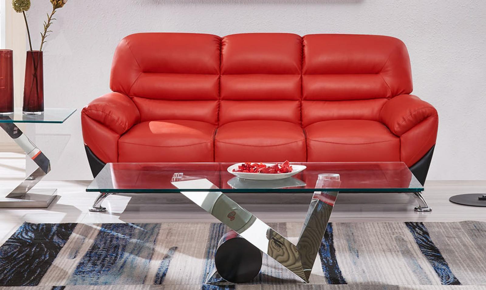 

    
Global Furniture U9105 Modern Black & Red Bonded Leather Upholstery Sofa Set 3Pc
