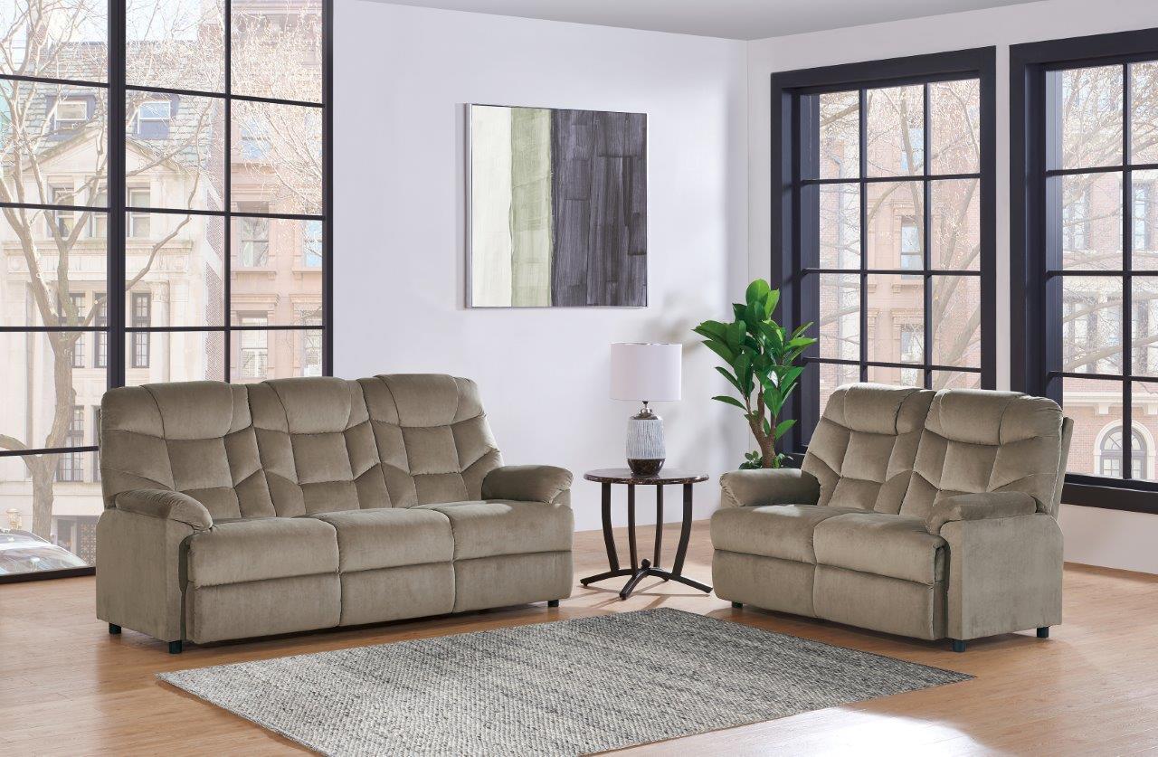 

    
Global Furniture U9693C Contemporary Mocha Fabric Living Room Sofa Set 2Pcs
