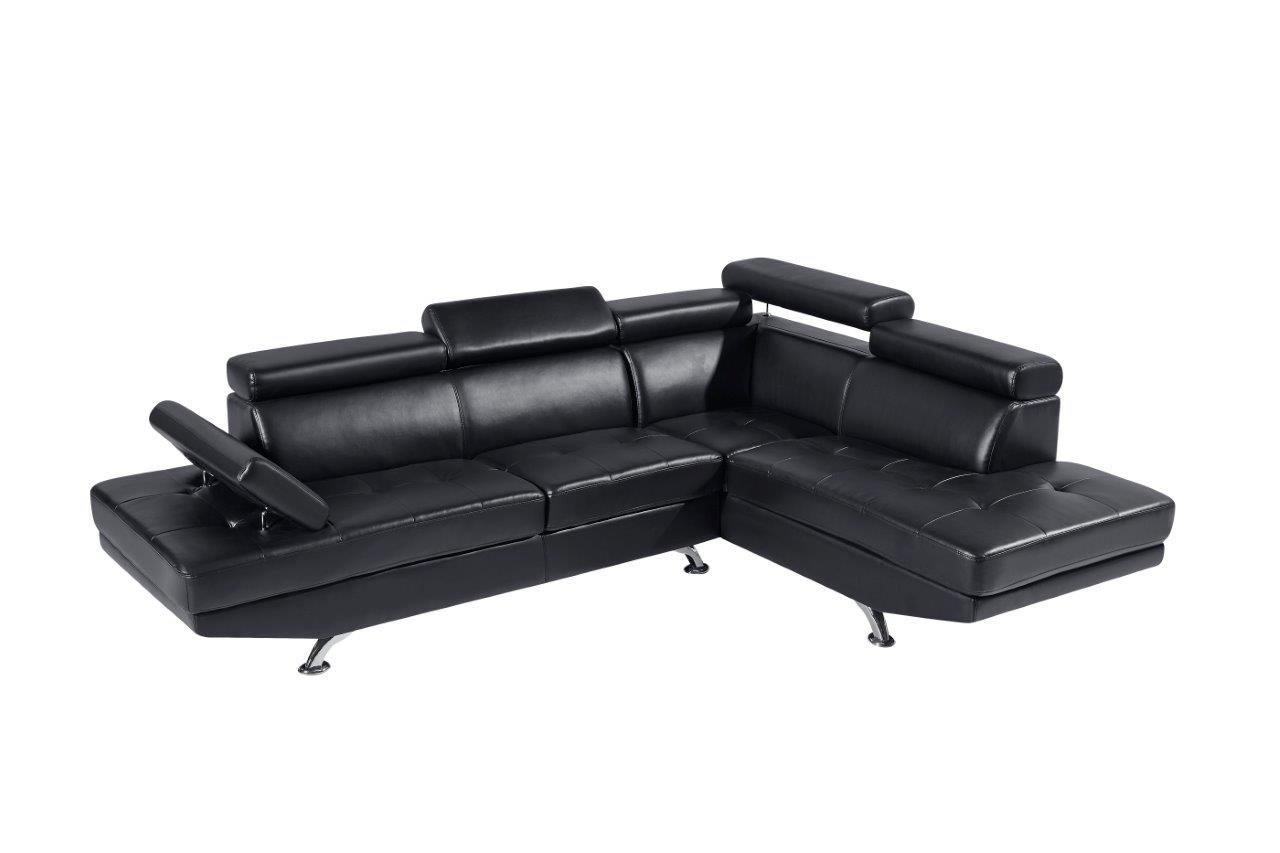 

    
U9782 Modern Black Leather Gel Two-piece Sectional Sofa Global USA
