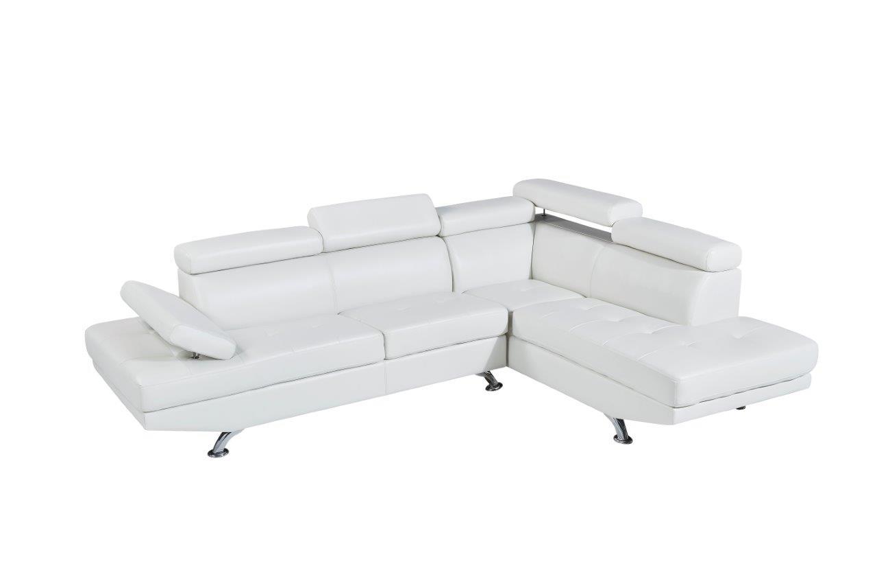 Contemporary Sectional Sofa U9782 U9782-WH in White leather gel