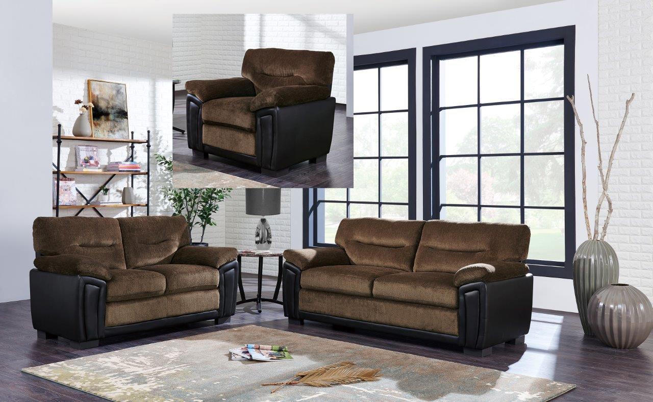 

    
Global Furniture UMC7KD BR Contemporary Coffee/ Brown Chenille Sofa Set 3Pcs
