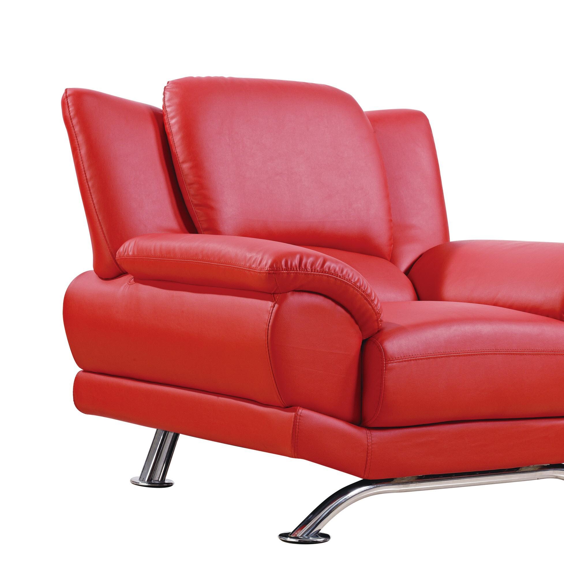 

    
Global Furniture USA U9908-R Red Bonded Leather Living Room Sofa Set 3Pcs
