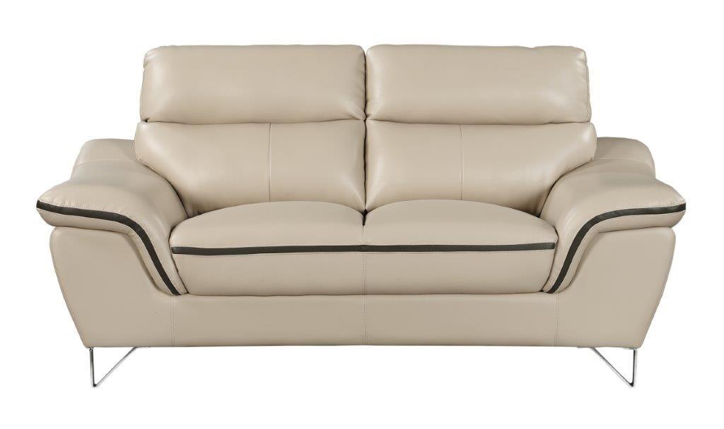 

    
Contemporary Beige Premium Leather Match Loveseat Global United 168
