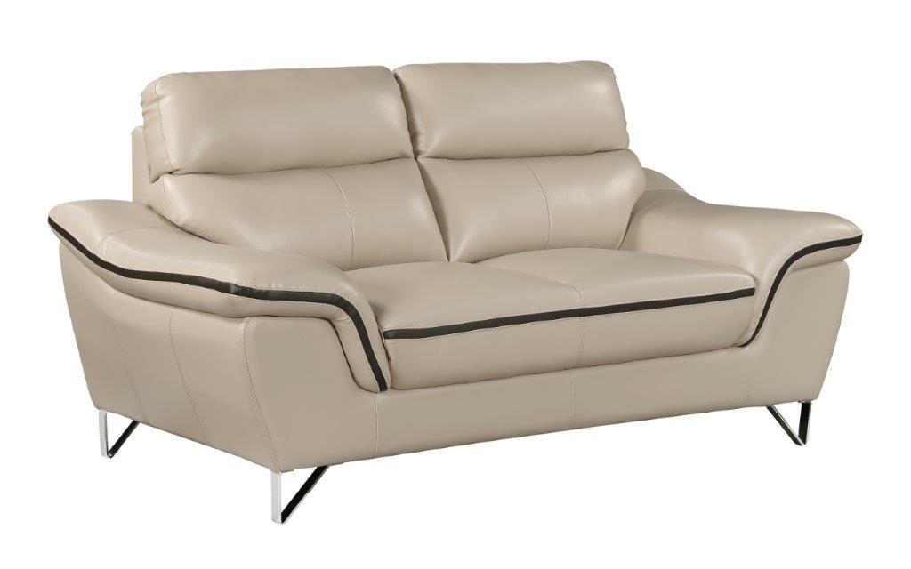 

    
Contemporary Beige Premium Leather Match Loveseat Global United 168

