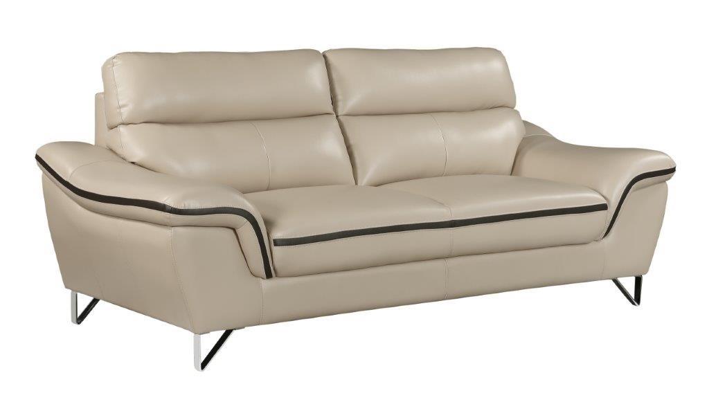 Contemporary Sofa 168 168-BEIGE-S in Beige Leather Match