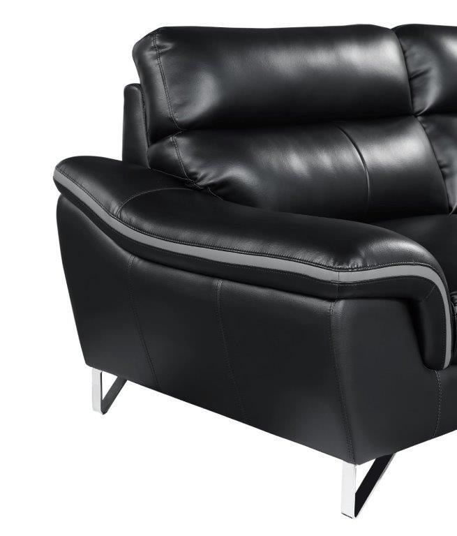 

    
 Shop  Contemporary Black Premium Leather Match Sofa Set 3Pcs Global United 168
