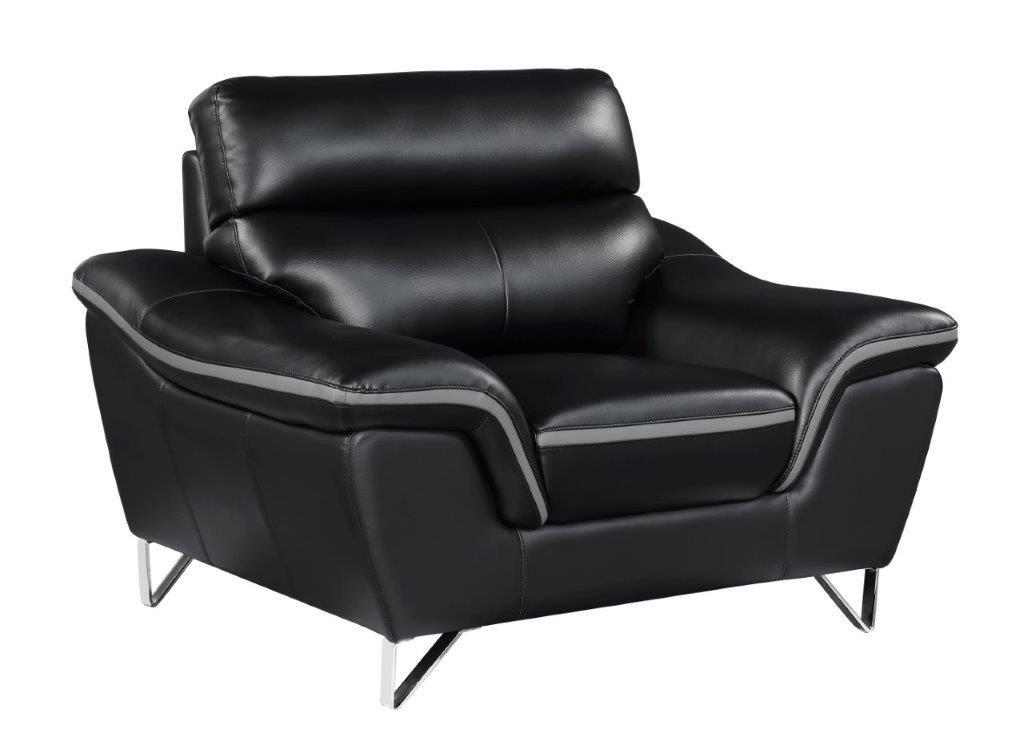 

    
168-BLACK-3-PC Contemporary Black Premium Leather Match Sofa Set 3Pcs Global United 168
