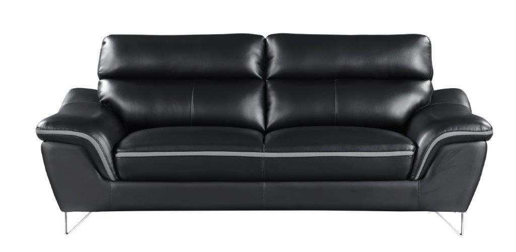 

    
Contemporary Black Premium Leather Match Sofa Global United 168
