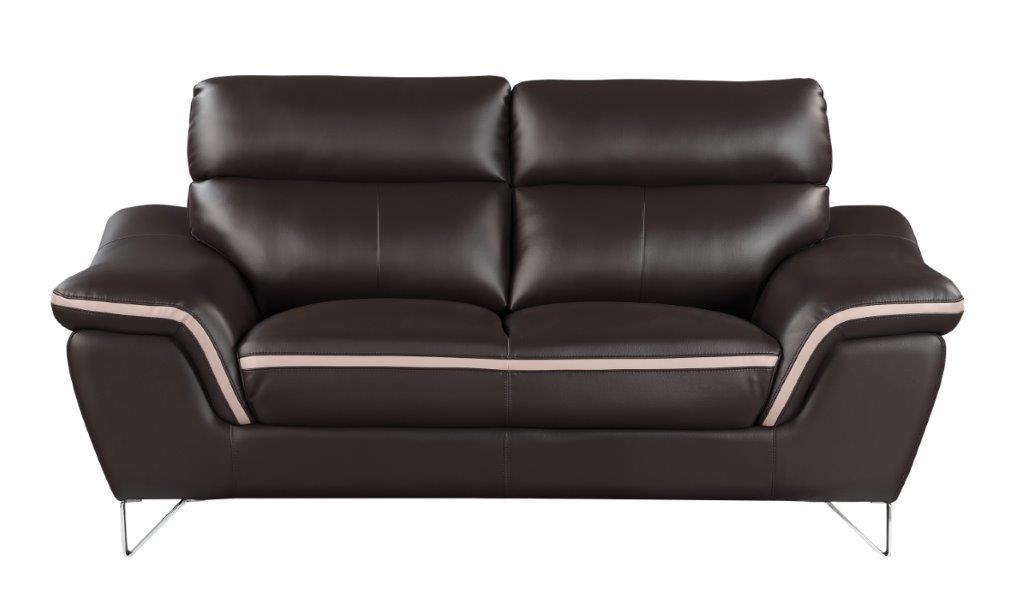 

    
Contemporary Brown Premium Leather Match Loveseat Global United 168
