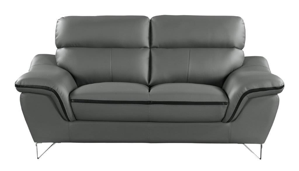 

    
Contemporary Gray Premium Leather Match Loveseat Global United 168

