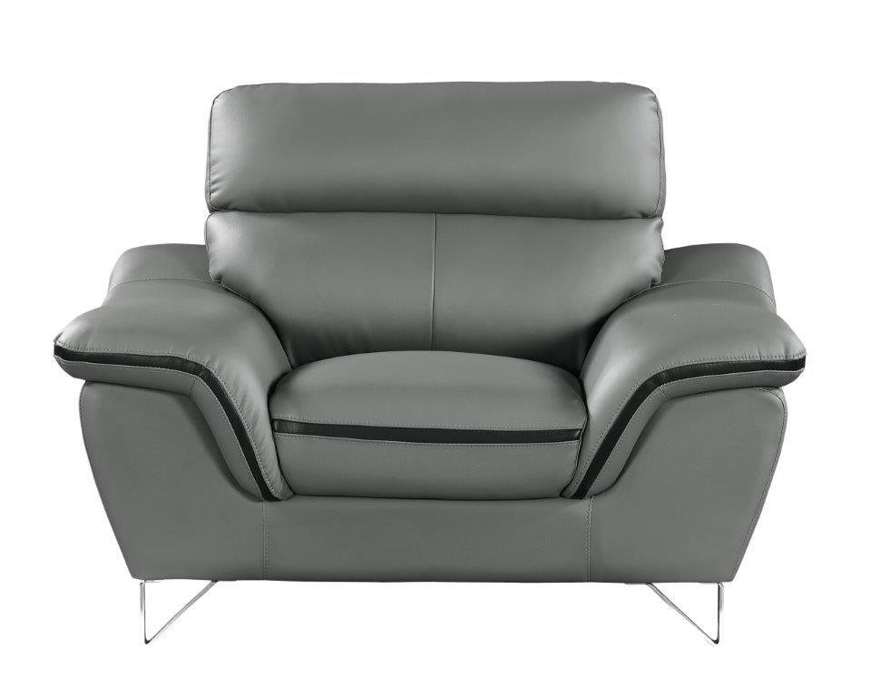 

    
168-GRAY-3-PC Contemporary Gray Premium Leather Match Sofa Set 3Pcs Global United 168
