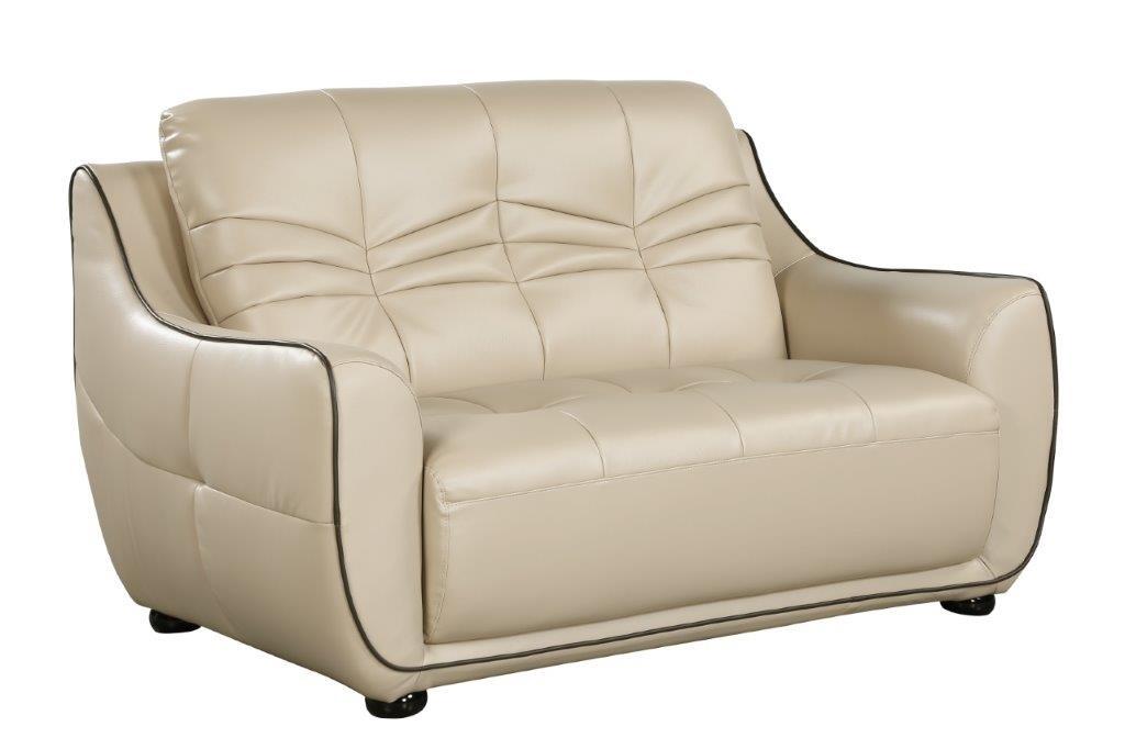 

    
Contemporary Beige Leather Air / Match Loveseat Global United 2088
