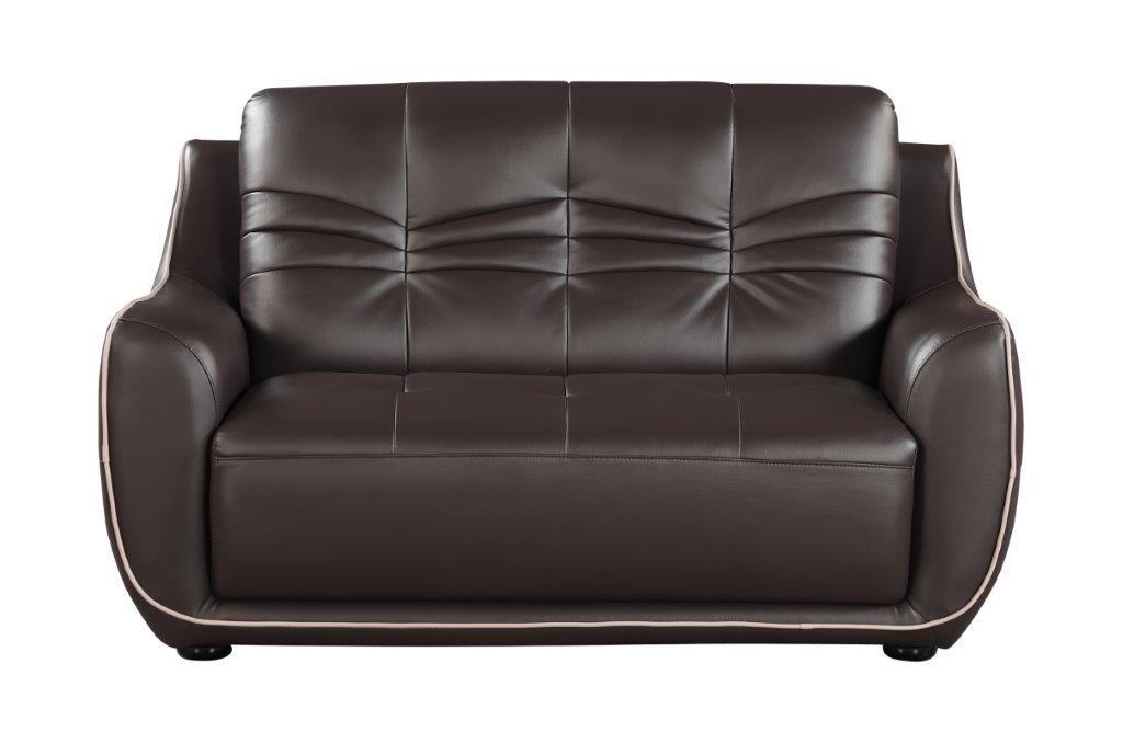 

    
Contemporary Brown Leather Air / Match Loveseat Global United 2088
