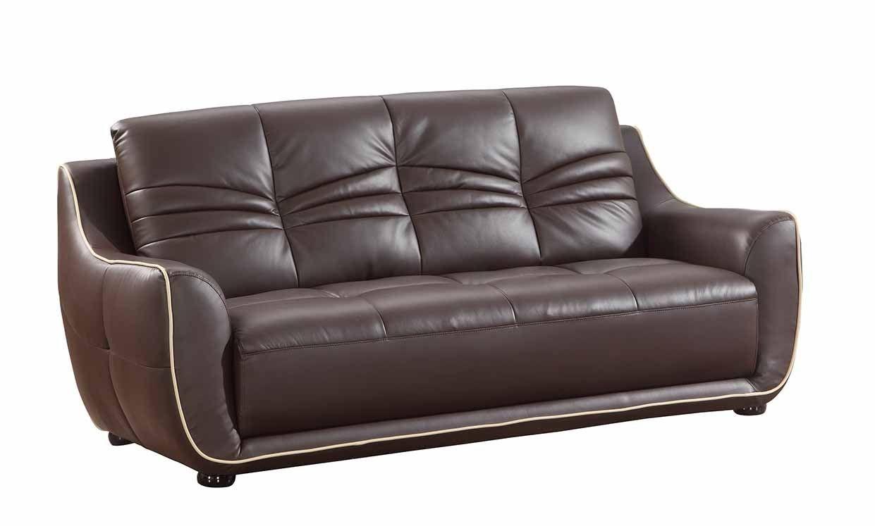 Contemporary Sofa 2088 2088-BROWN-S in Brown Leather Match