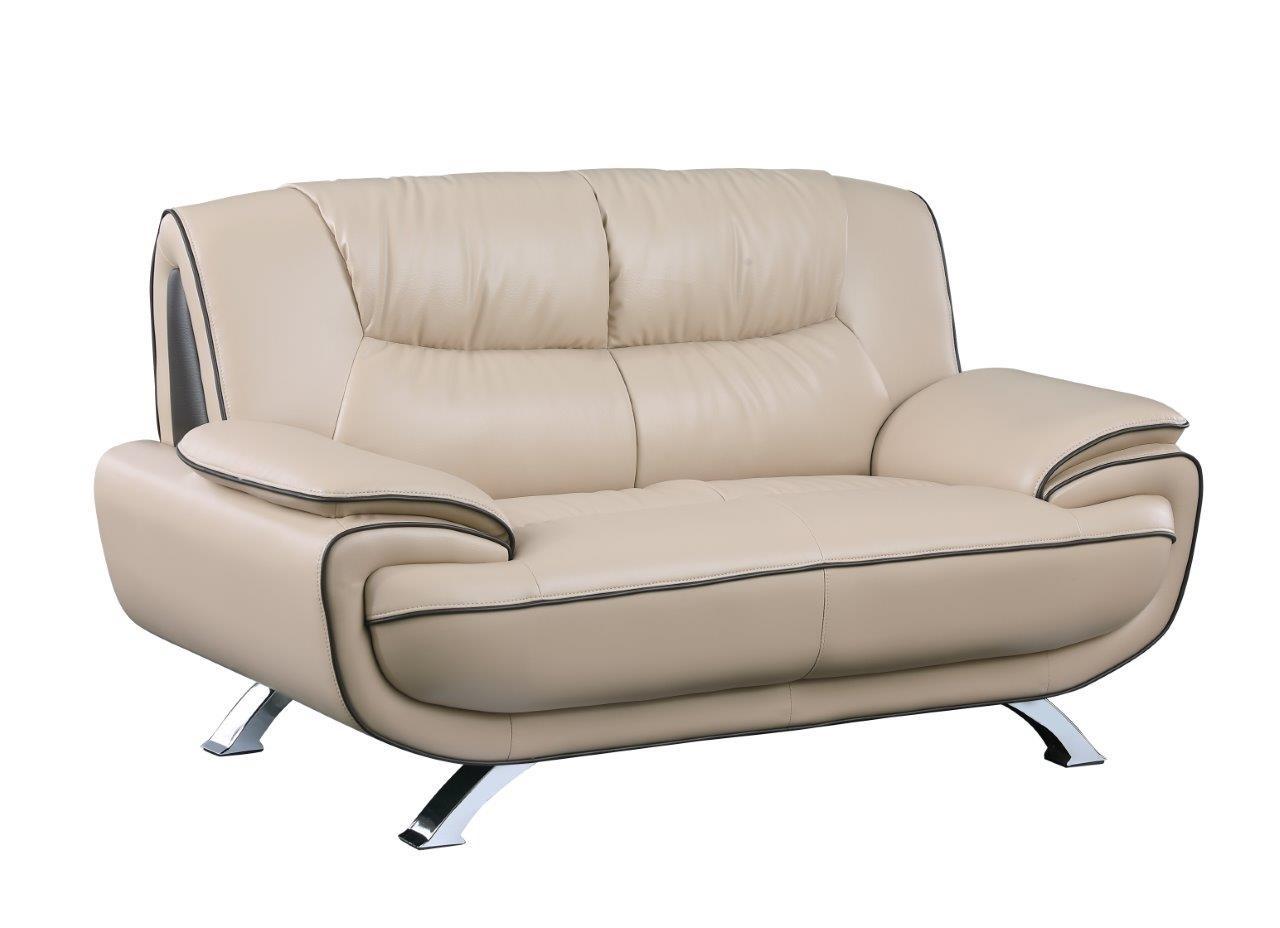 

    
Contemporary  Beige Leather Match Loveseat Global United 405
