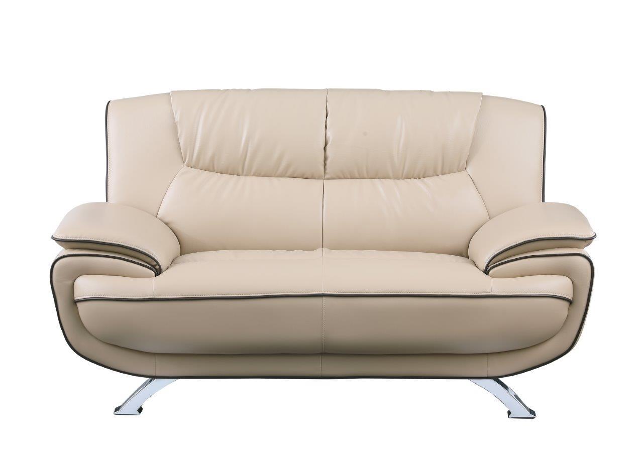 

    
Contemporary  Beige Leather Match Loveseat Global United 405
