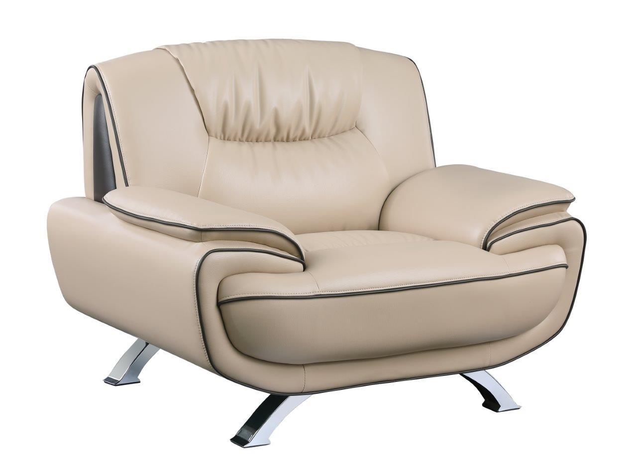 Contemporary Armchair 405 405-BEIGE-CH in Beige Leather Match