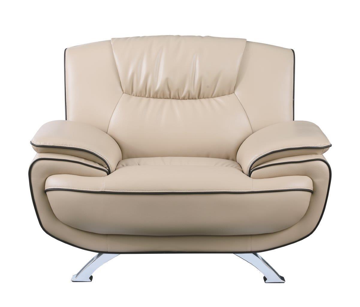 

    
Contemporary Beige Premium Leather Match Armchair Global United 405
