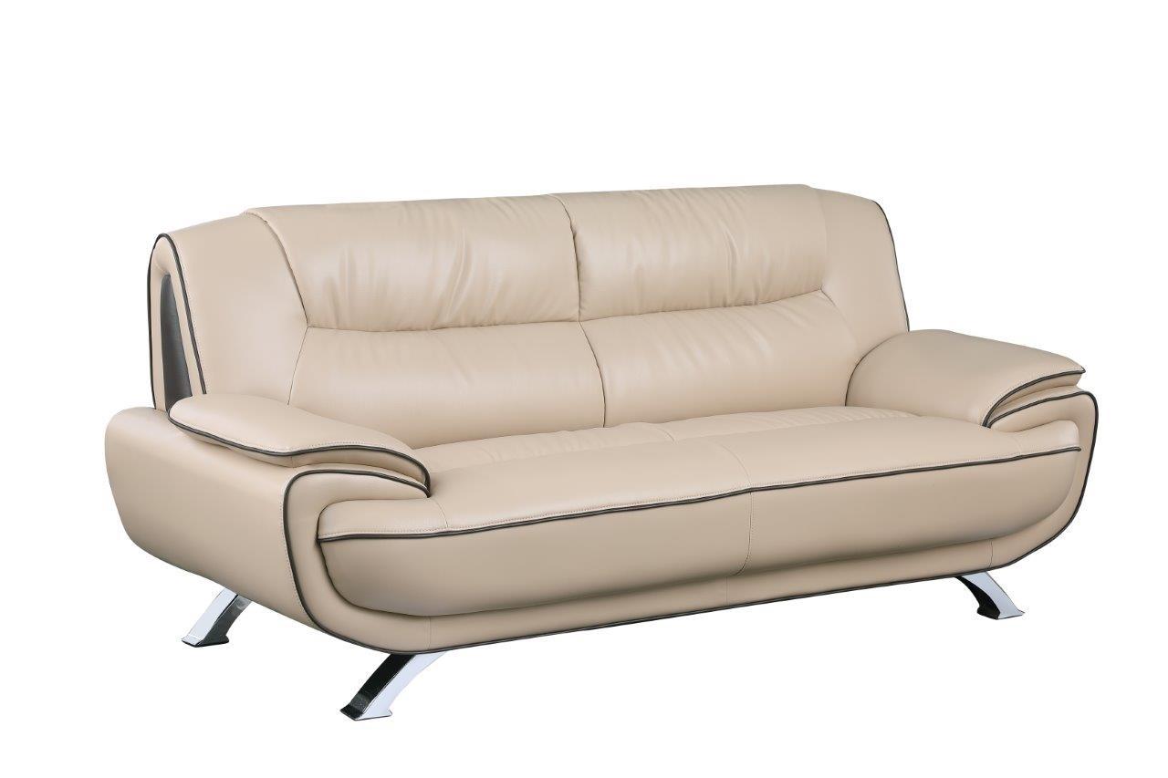 Contemporary Sofa 405 405-BEIGE-S in Beige Leather Match