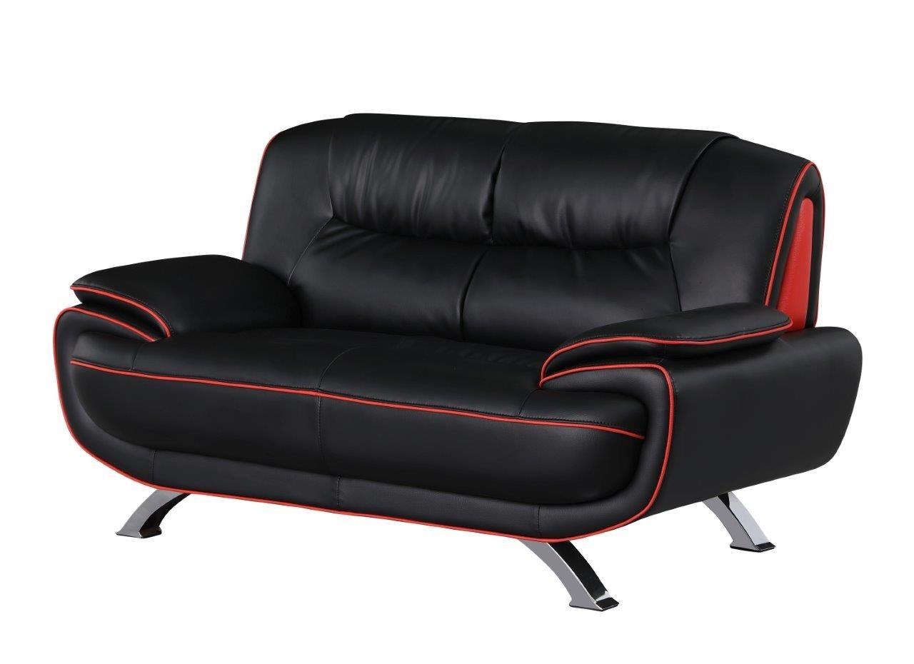 Contemporary Loveseat 405 405-BLACK-L in Black Leather Match