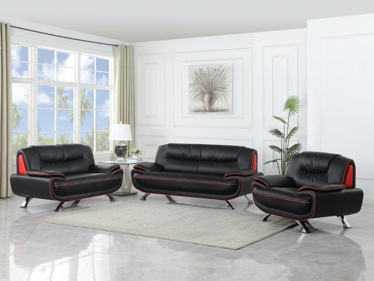 

    
 Shop  Contemporary Black Premium Leather Match Sofa Global United 405
