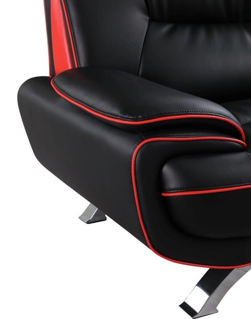 

    
Contemporary Black Premium Leather Match Sofa Set 3Pcs Global United 405

