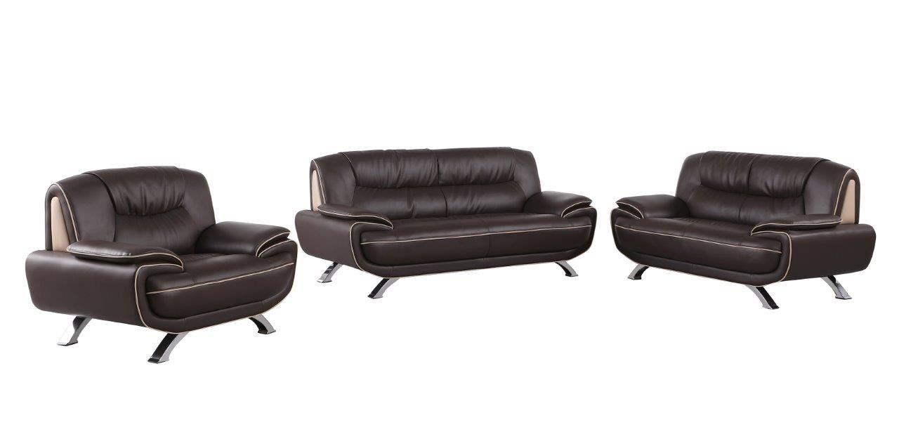 

    
Contemporary Brown Premium Leather Match Sofa Set 3Pcs 405 Global United
