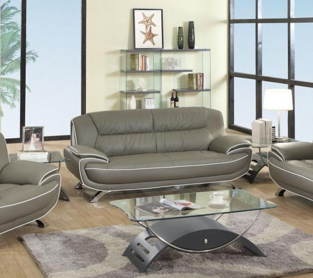 

    
Contemporary Gray Premium Leather Match Sofa Global United 405
