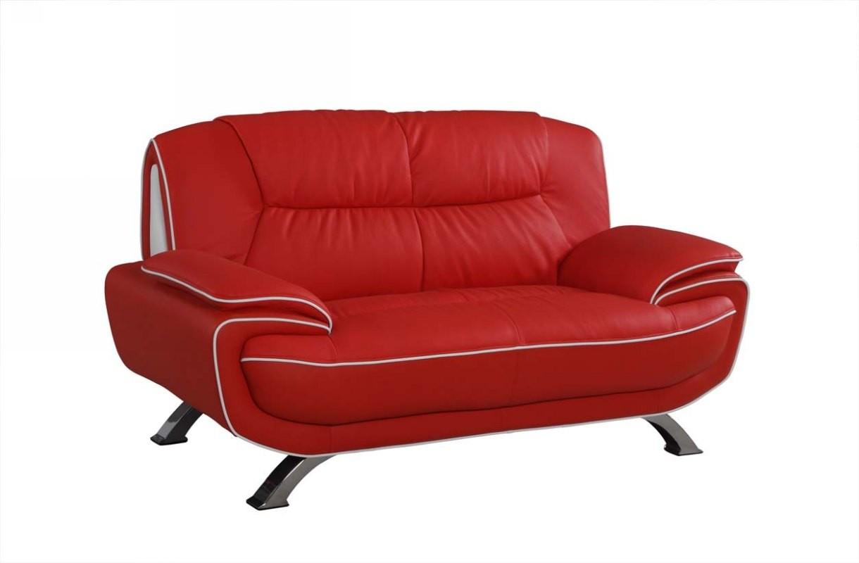 

    
Contemporary Red Premium Leather Match Loveseat Global United 405

