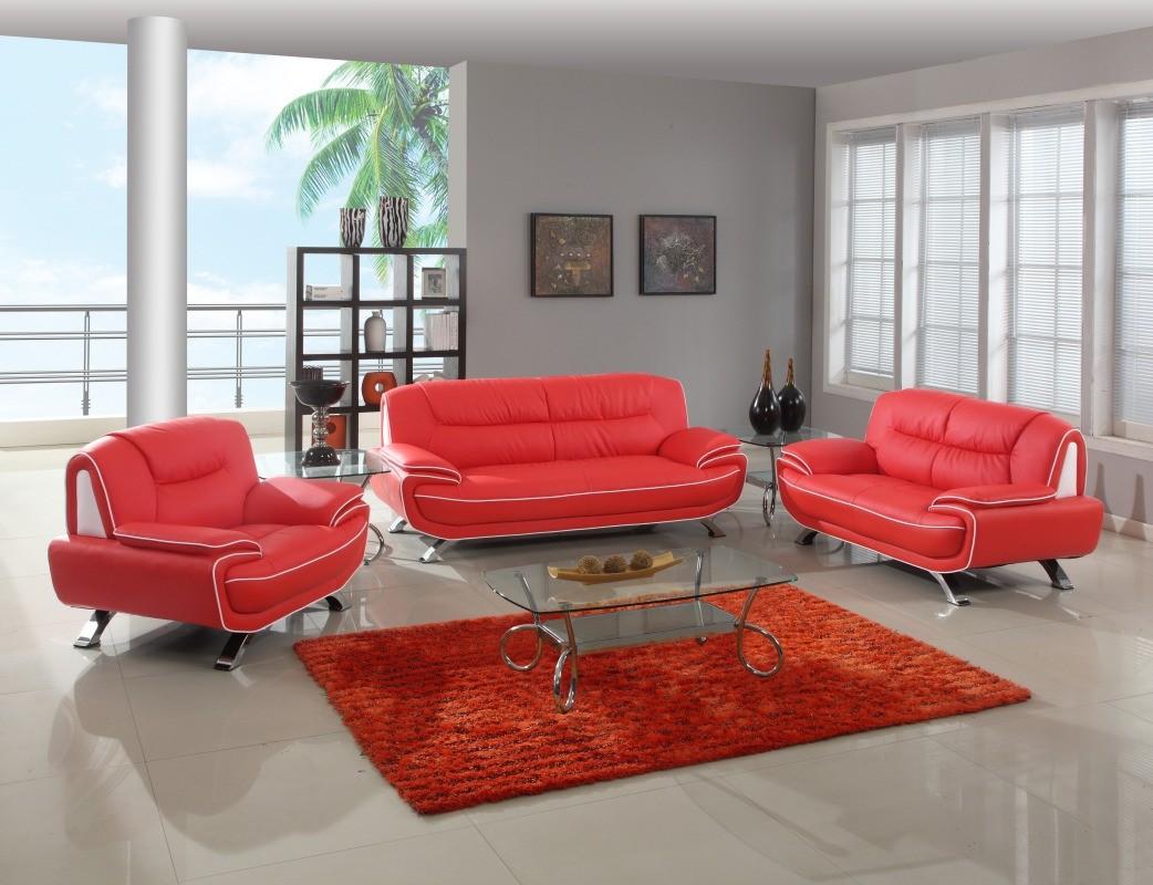 

    
Contemporary Red Premium Leather Match  Sofa Set 3Pcs Global United 405
