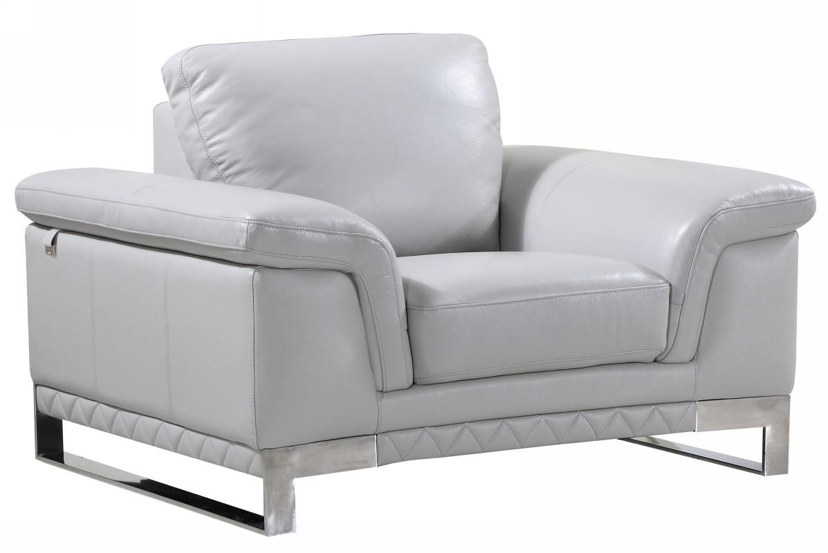 

        
Global United 411 Sofa Loveseat and Chair Set Light Gray Genuine Leather 083398859696
