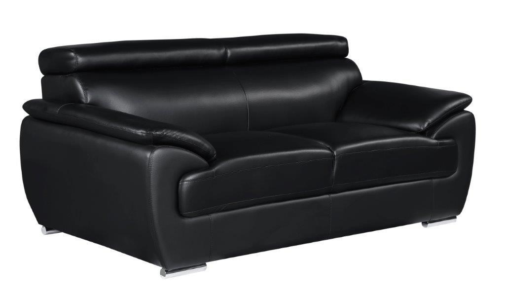 Contemporary Loveseat 4571 4571-BLACK-L in Black Leather Match