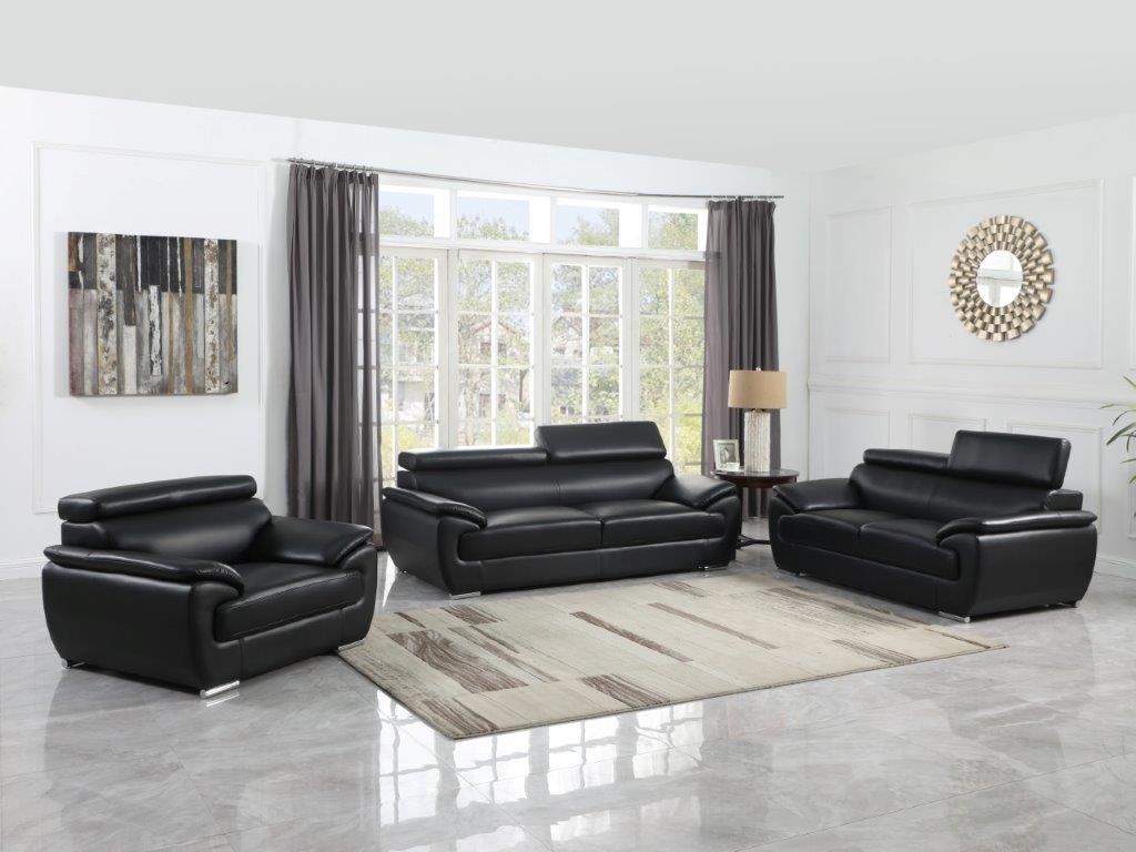 

    
Black Premium Leather Match Sofa Set 3Pcs Contemporary 4571 Global United
