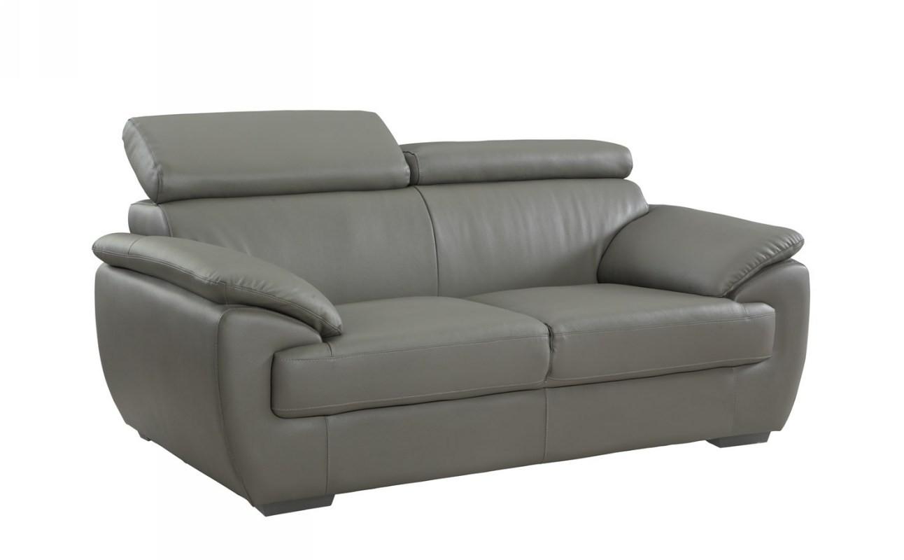 Contemporary Loveseat 4571 4571-GRAY-L in Gray Leather Match