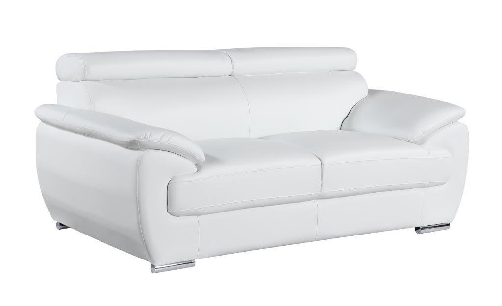 Contemporary Loveseat 4571 4571-WHITE-L in White Leather Match