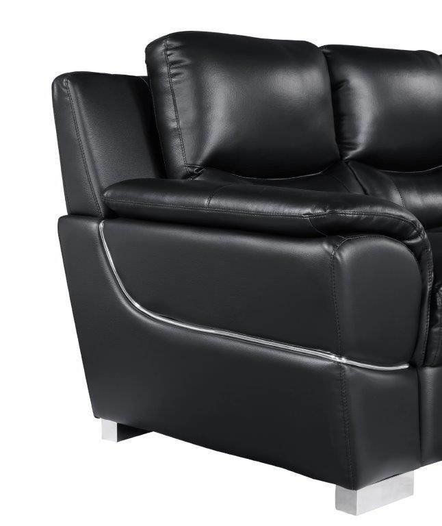 

        
00083398858484BLACK Premium Leather Match Sofa Set 2 Pcs Contemporary 4572 Global United
