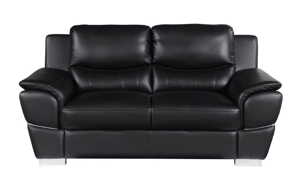 

        
Global United 4572 Sofa Loveseat and Chair Set Black Leather gel match 00083398858446
